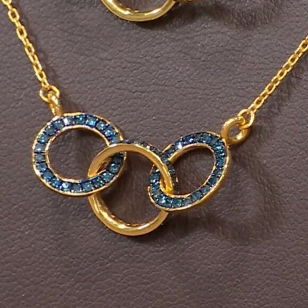 Rarities Carol Brodie 1/3 ctw Blue Diamond Link Trinity Necklace NWT